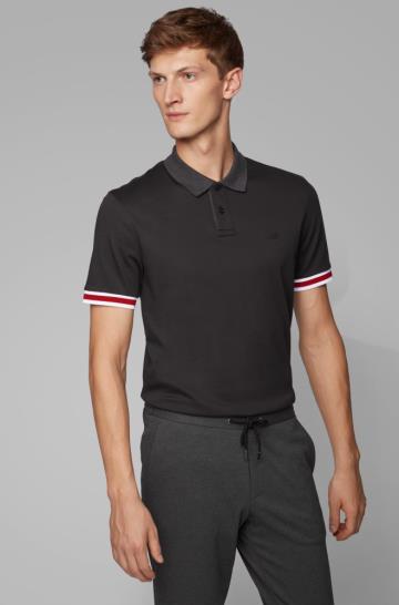 Koszulki Polo BOSS Regular Fit Czarne Męskie (Pl39096)